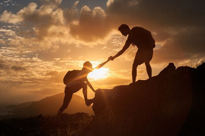 A resilient team climbing a hill
